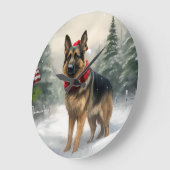 Duitse Herdershond in Kerstsneeuw Grote Klok (Hoek)
