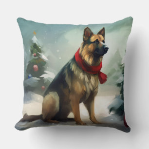 Duitse Herdershond in Kerstsneeuw Kussen