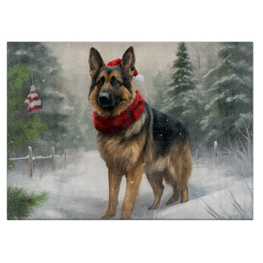 Duitse Herdershond in Kerstsneeuw Snijplank (Voorkant)