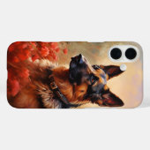 Duitse herdershond in klaprozen Case-Mate iPhone case (Achterkant (horizontaal))