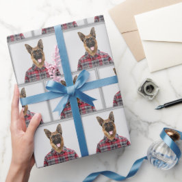 Duitse herdershond in Plaid Cadeaupapier