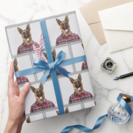 Duitse Herdershond in Plaid Cadeaupapier