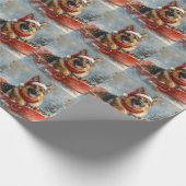 Duitse herdershond in Sledge Sneeuwkerst Cadeaupapier (Hoek)