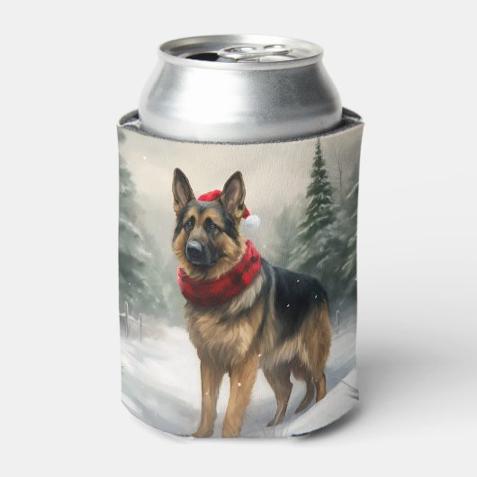Duitse herdershond in sneeuw Kerstmis Blikjeskoeler (Blikje Voorkant)