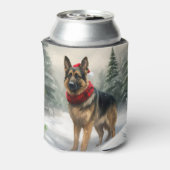 Duitse herdershond in sneeuw Kerstmis Blikjeskoeler (Blikje Achterkant)