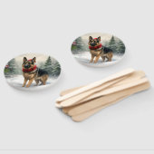 Duitse herdershond in sneeuw Kerstmis Handwaaier (Niet-gemonteerd)