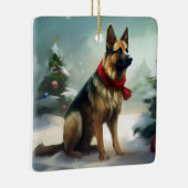 Duitse herdershond in sneeuw Kerstmis Keramisch Ornament (Rechts)