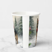 Duitse herdershond in sneeuw Kerstmis Papieren Bekers (Links)