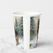 Duitse herdershond in sneeuw Kerstmis Papieren Bekers (Rechts)