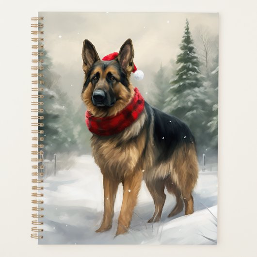 Duitse herdershond in sneeuw Kerstmis Planner (Voorkant)