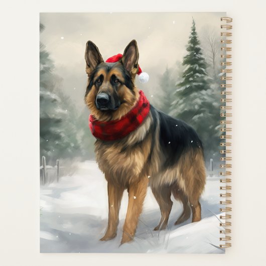 Duitse herdershond in sneeuw Kerstmis Planner (Achterkant)