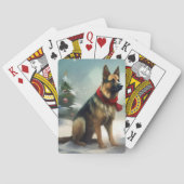 Duitse herdershond in sneeuw Kerstmis Pokerkaarten (Achterkant)