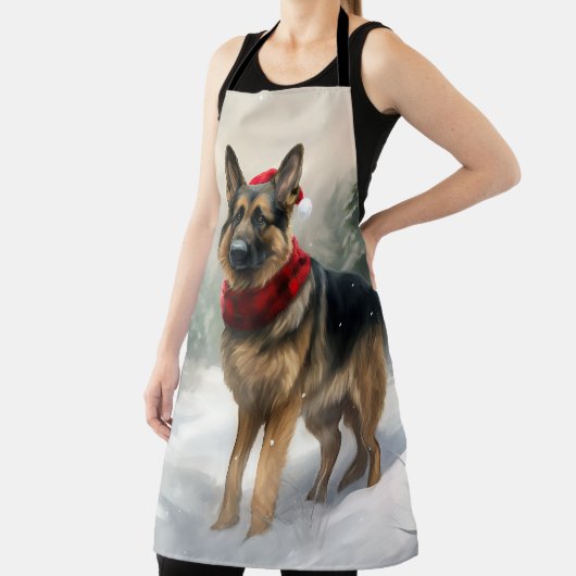 Duitse herdershond in sneeuw Kerstmis Schort (Insitu)