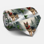 Duitse herdershond in sneeuw Kerstmis Stropdas (Opgerold)
