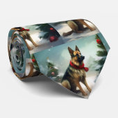 Duitse herdershond in sneeuw Kerstmis Stropdas (Opgerold)