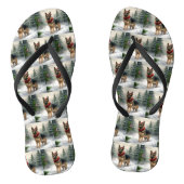 Duitse herdershond in sneeuw Kerstmis Teenslippers (Voetbed)