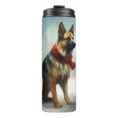 Duitse herdershond in sneeuw Kerstmis Thermosbeker (Voorkant)