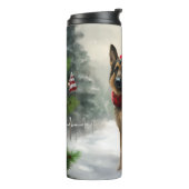 Duitse herdershond in sneeuw Kerstmis Thermosbeker (Gedraaid links)
