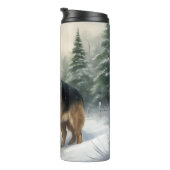 Duitse herdershond in sneeuw Kerstmis Thermosbeker (Geroteerd rechts)