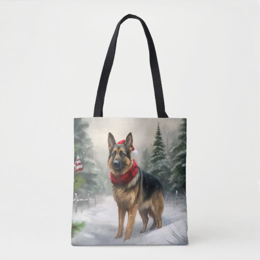 Duitse herdershond in sneeuw Kerstmis Tote Bag (Voorkant)