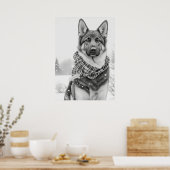 Duitse herdershond in sneeuw poster (Keuken)