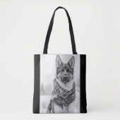 Duitse herdershond in sneeuw tote bag (Voorkant)