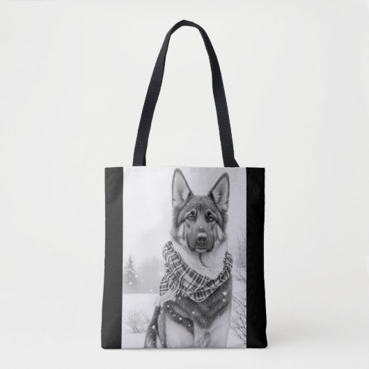 Duitse herdershond in sneeuw tote bag (Voorkant)