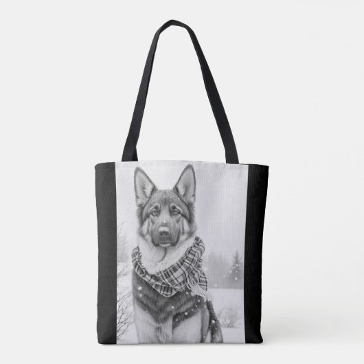 Duitse herdershond in sneeuw tote bag (Achterkant)