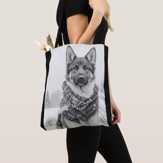 Duitse herdershond in sneeuw tote bag (Dichtbij)