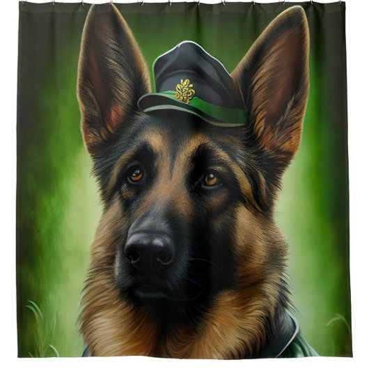 Duitse herdershond in St. Patrick's Day Dress Douchegordijn (Voorkant)
