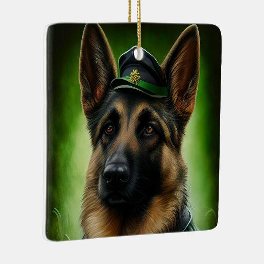 Duitse herdershond in St. Patrick's Day Dress Keramisch Ornament (Rechts)