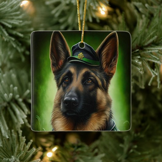 Duitse herdershond in St. Patrick's Day Dress Keramisch Ornament (Boom)