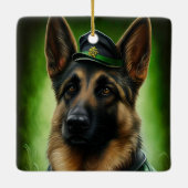 Duitse herdershond in St. Patrick's Day Dress Keramisch Ornament (Achterkant)