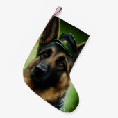 Duitse herdershond in St. Patrick's Day Dress Kleine Kerstsok (Voorkant (Hangend))