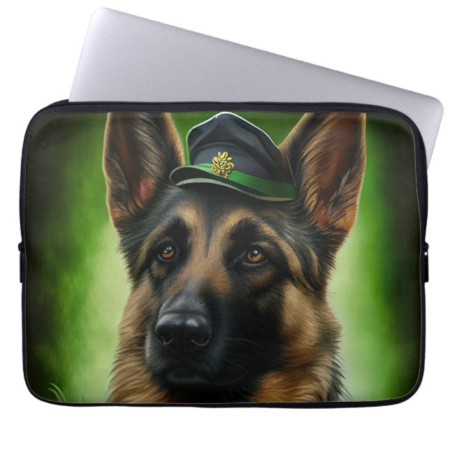 Duitse herdershond in St. Patrick's Day Dress Laptop Sleeve (Voorkant)