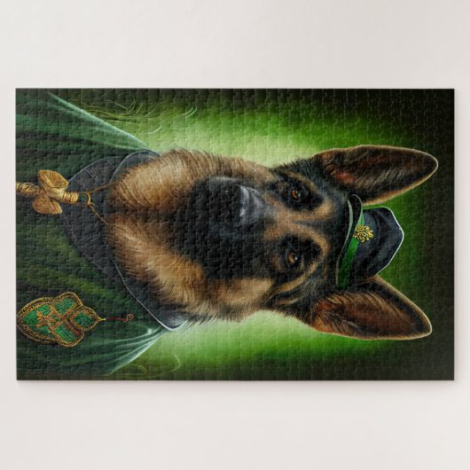 Duitse herdershond in St. Patrick's Day Dress Legpuzzel (Horizontaal)