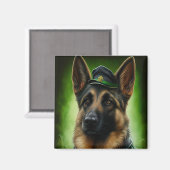 Duitse herdershond in St. Patrick's Day Dress Magneet (Voorkant / Achterkant)