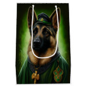 Duitse herdershond in St. Patrick's Day Dress Medium Cadeauzakje (Achterkant)
