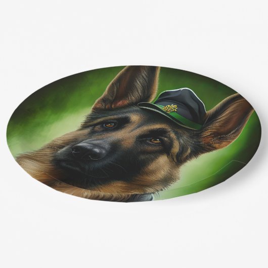 Duitse herdershond in St. Patrick's Day Dress Papieren Bordje (Gekanteld)