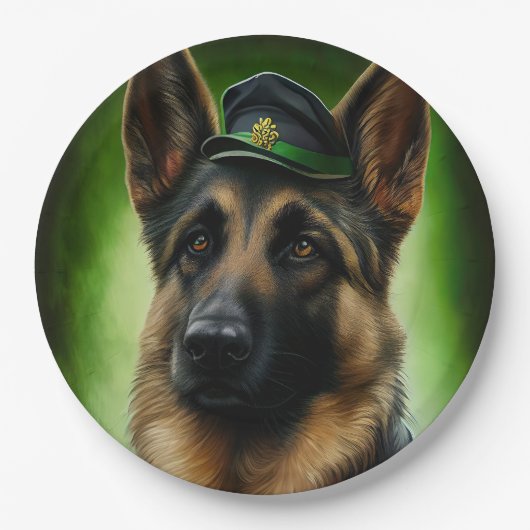 Duitse herdershond in St. Patrick's Day Dress Papieren Bordje (Voorkant)