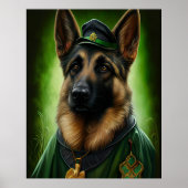 Duitse herdershond in St. Patrick's Day Dress Poster (Voorkant)