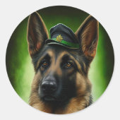 Duitse herdershond in St. Patrick's Day Dress Ronde Sticker (Voorkant)