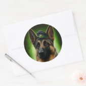 Duitse herdershond in St. Patrick's Day Dress Ronde Sticker (Envelop)