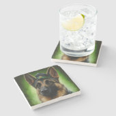 Duitse herdershond in St. Patrick's Day Dress Stenen Onderzetter (Zijkant)