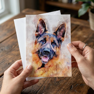 Duitse Herdershond in Watercolor Portret Briefkaart