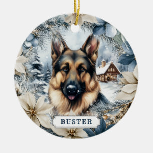 Duitse Herdershond Keramische Cirkel Ornament
