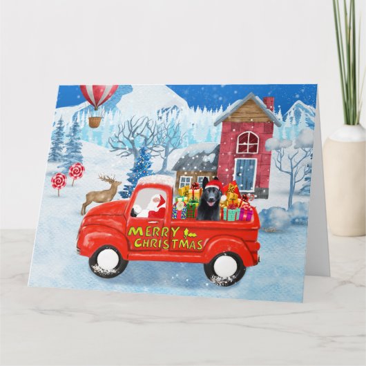Duitse Herdershond Kerst Bezorgwagen Sneeuw Kaart (Voorkant)