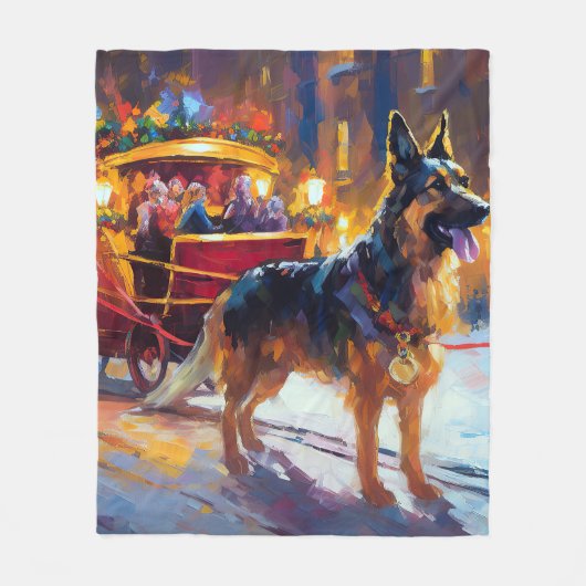Duitse Herdershond Kerst Feestelijke Periode Fleece Deken (Voorkant)