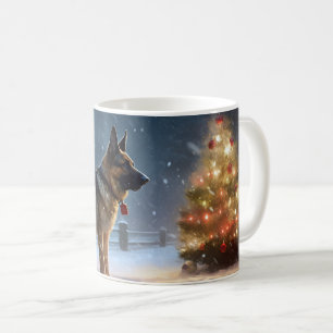 Duitse Herdershond Kerst Feestelijke Periode Koffiemok