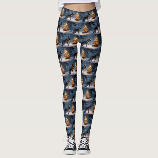 Duitse Herdershond Kerst Feestelijke Periode Leggings (Voorkant)
